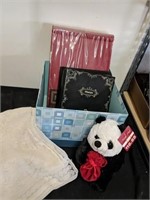 Decorative box with two photo albums, a plush
