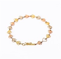 Jewelry 14kt Tri Colored Gold Heart Bracelet