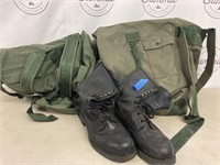 Army bags and boots