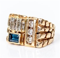 Jewelry 10kt Yellow Gold Diamond & Sapphire Ring