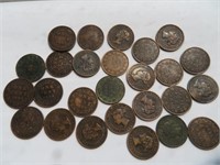 26 large Canadian pennies 1890 to 1899