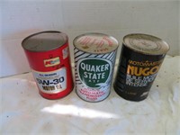 Q State, Kmart &Motomaster oil cans, " full"