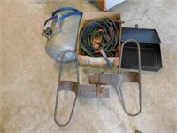 jumper cables, ptbl air tank, bike rack, metal