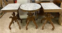 3 Victorian style mahog stands w/marble tops