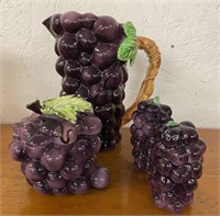 Grape pitcher, S&P and sugar set