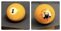 Pool ball with Osama bin Laden head in target