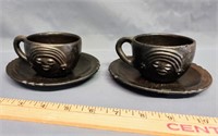 Hand carved wooden teacups and saucers