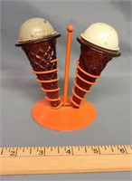 Metal/glass ice cream cone salt and pepper shaker