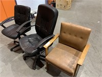 3 Timber & Steel Framed Office Chairs