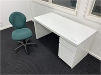 White Timber 2 Drawer Desk & Typists Chair