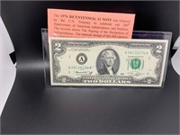 1976 bicentennial two dollar note
