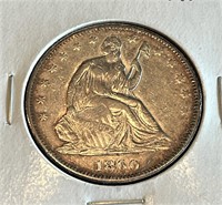 1860 XF Grade Seated Liberty Half Dollar