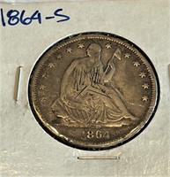 1864 s Details Seated Liberty Half Dollar KEY DATE