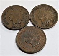 (3) F-XF Grade Indian Head Cents