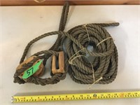 Antique 2 Pulley Block & Tackle