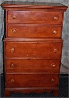 1940'S MAPLE 5 DRAWER CHEST ON CHEST