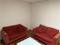 2 Red Fabric 2 Seat Lounges