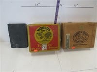 Tobacco tin, cigar box, grammar book