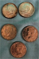 5 KENNEDY HALF DOLLARS '64 - '82