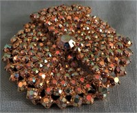 GOLD COLOR IRIDESCENT GLASS BEAD BROOCH