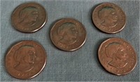 5 SUSAN B ANTHONY ONE DOLLAR COINS*1979