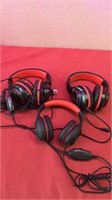 3 red and black gaming headphones