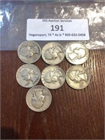 (7) 1950's Silver Quarters