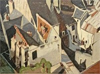 Hilda Rubin Painting of Rooftops.