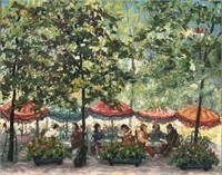 Painting of Outdoor Cafe by Sam Markitante.