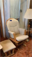 Padded rocking chair , ottoman and standing lamp