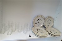 Set of 10 Kingsbury Plates & 10 Juice Glasses