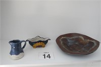 Pottery Lot - Bowl, Dish / Plate & Pitcher