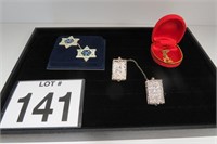 2 Pair Tallit Clips & Star of David Necklace
