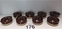 Set of 8 Stoneware Bowls w/ Covers - USA