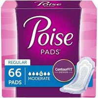 Poise Regular Length Moderate Pads, 66 pads