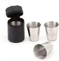 Stainless Steel Shot Glasses with Case, 4 pcs