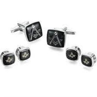 Masonic Cufflinks - Black & Silver