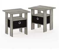FURINNO Andrey End Table Nightstand Set, 2-Pack,