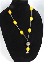 Moroccan Faux Amber Necklace 25"