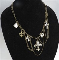 Fleur De Lis Brass Necklace 26"