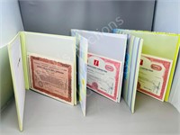 30 vintage stock certificates in 3 binders