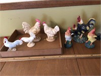 Ceramic and resin roosters