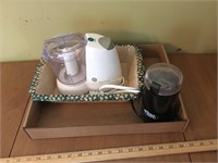 Coffee grinder, deluxe chopper, baking dish