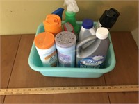 Dish tub and cleaning supplies