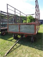 16' steel bale wagon on running gear w/ 5 hole whe