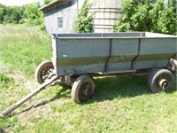 Galvanized hopper wagon w/ antique running gear