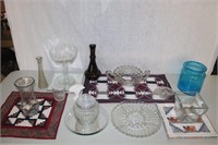 Quilt Runners, and Glassware, Mirrors, 17 pcs.