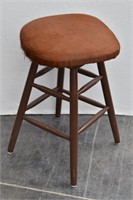 Brown Bar Stool w/"Cowhide" Covered Seat