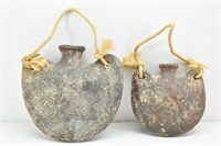 (2) Rope Tie Wall Hanging Pottery Water Jugs