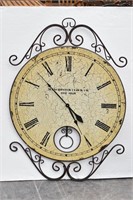 Large Round Face w/Metal Scrolls Wall Clock